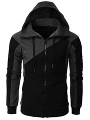 Men's Colorblock Drawstring Zip Hoodie