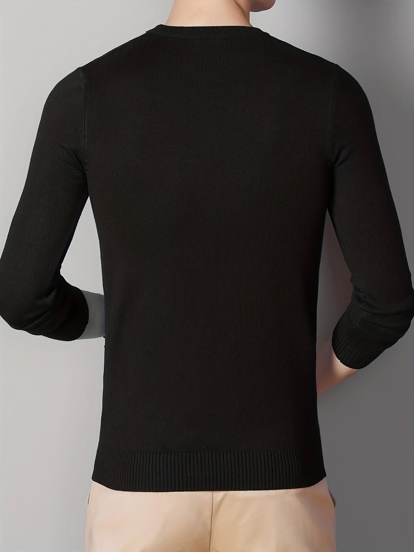 Men's Warm Wreath Pattern Crew Neck Knit Sweater