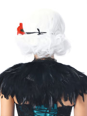 Multicolor Feather Pattern Shawl Cape Set 2 Piece