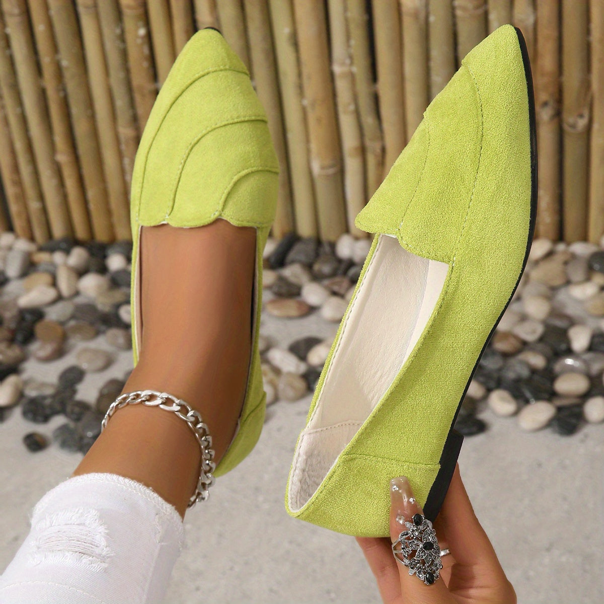 Women's Pointed Toe Loafers Slip On Flat Shoes