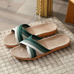 Women's Cross Strap Flat Slides Casual Slip On Beach Shoes