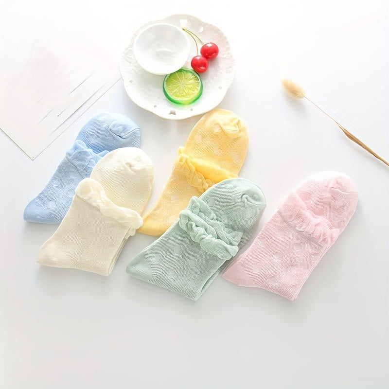 5 Pairs Argyle Pattern Ruffle Socks Women's Stockings
