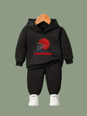 2pcs Helmet Print Girls Hoodies Jogger Pants Set For Sports