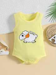 Cartoon Striped Sleeveless Cotton Onesie Clothes