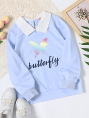 Girls Butterfly Print Long Sleeve Sweatshirt