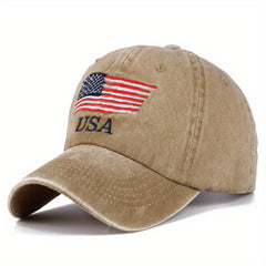 Vintage Washed Adult Baseball Cap Flag Embroidery Sun Visor Couple Hats
