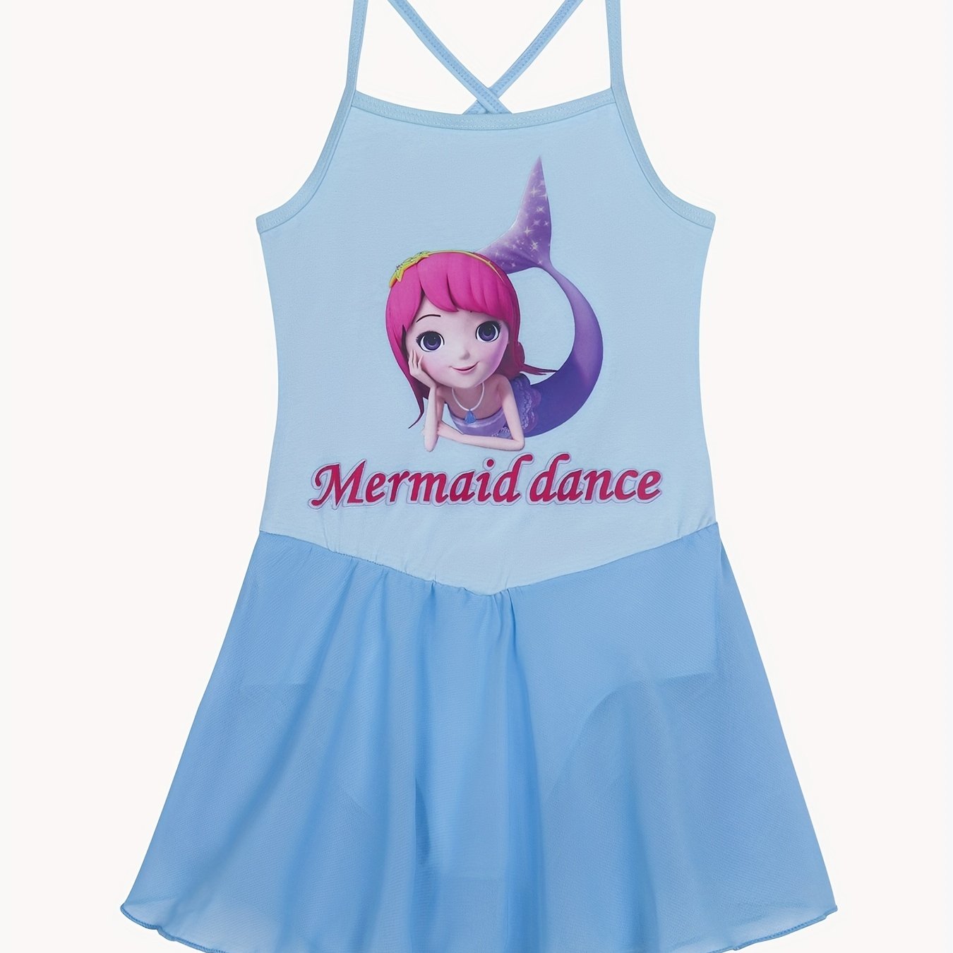 Cartoon Mermaid Ballet Skirt Cross Strap Dance Suit
