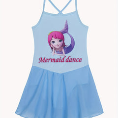 Cartoon Mermaid Ballet Skirt Cross Strap Dance Suit