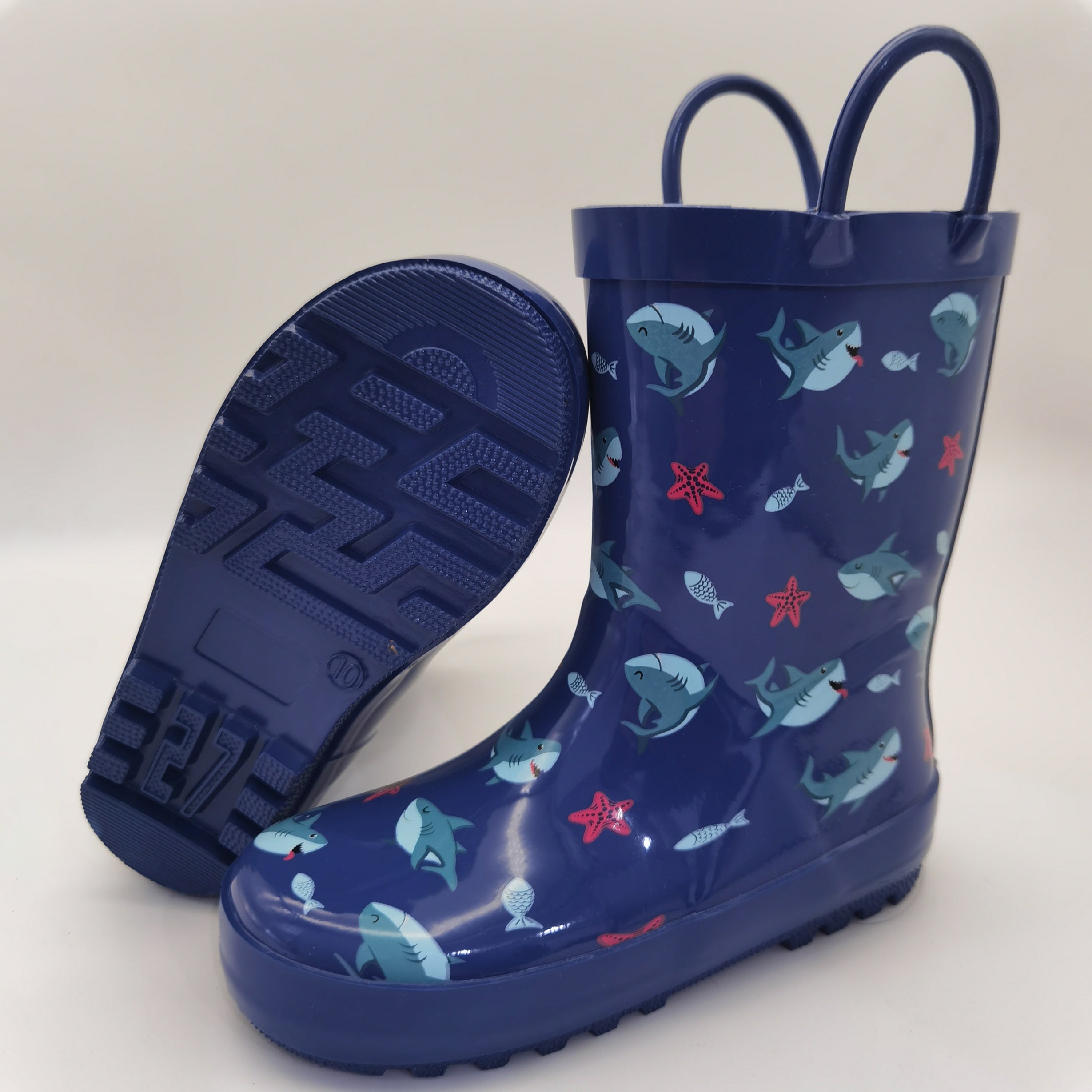Boys' Cartoon Shark Slip-On Rain Boots Waterproof Non-Slip Outdoor Travel