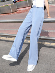 Wide Leg Pants Casual Elastic Waist Long Length Women's Clothing