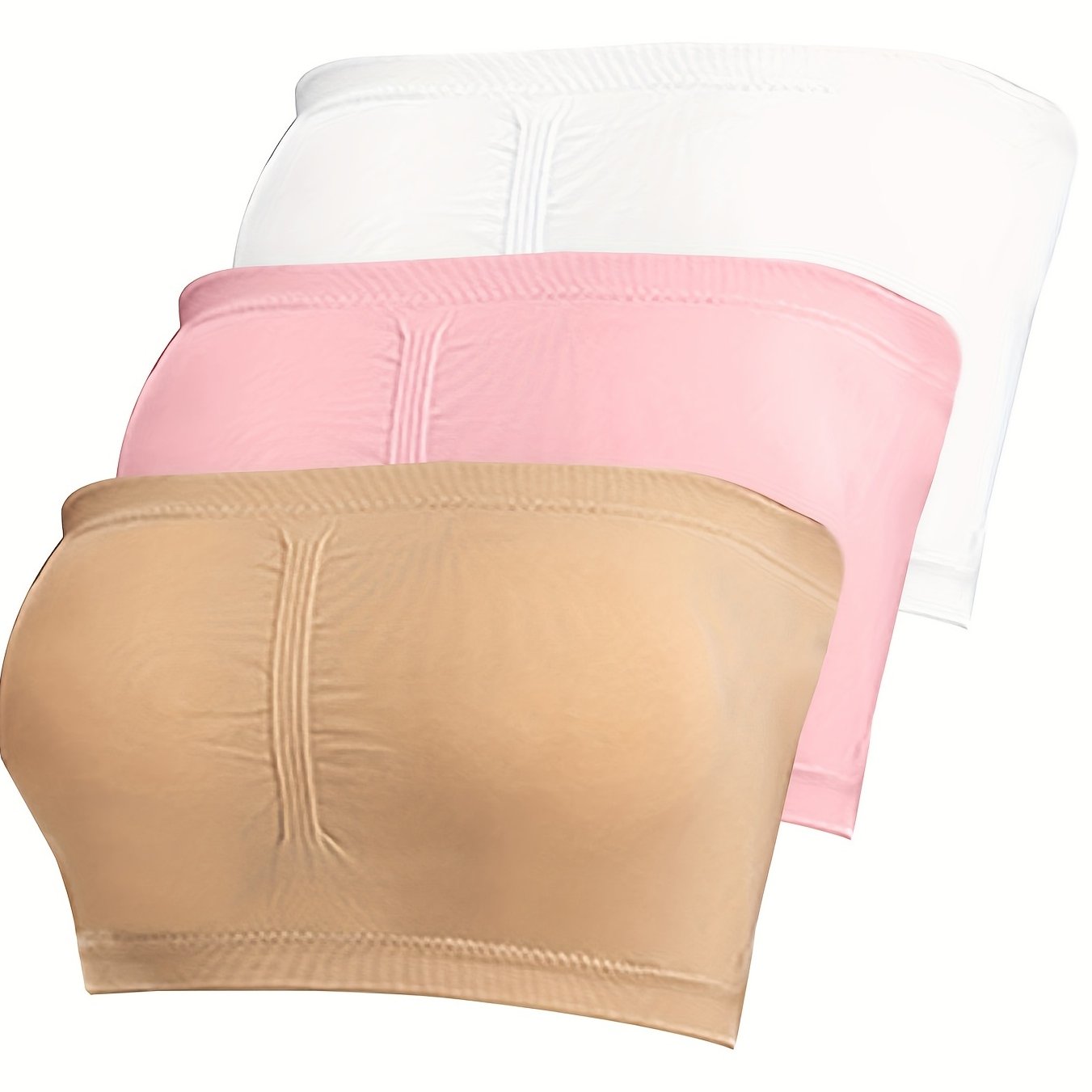 3-Pack Plus Size Basic Bra Set Women's Plus Solid Wireless