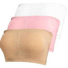 3-Pack Plus Size Basic Bra Set Women's Plus Solid Wireless