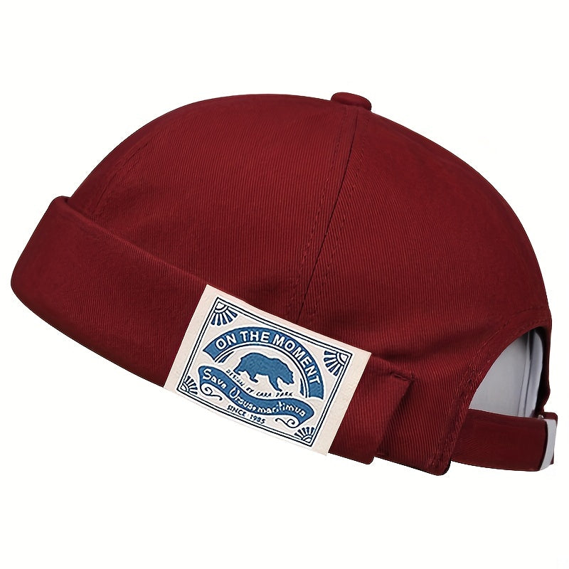 Solid Docker Cap Unisex Beanie Polar Bear Label Patch Skull Hat