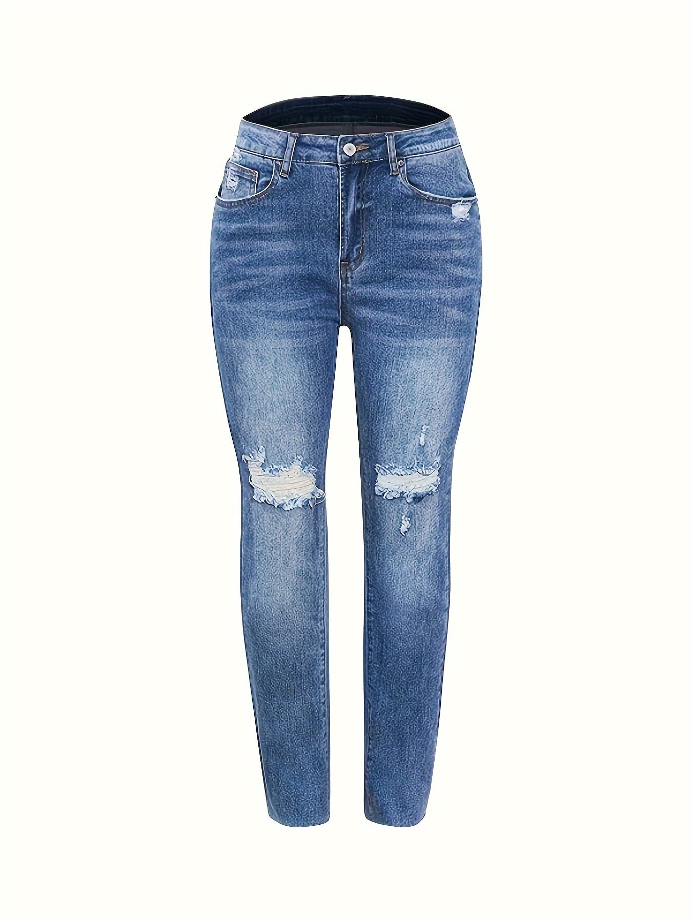 Washed Ripped High Stretch Jeans