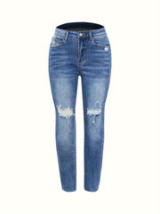 Washed Ripped High Stretch Jeans