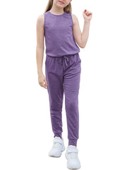 Girls Sleeveless Drawstrings Jumpsuit for Summer