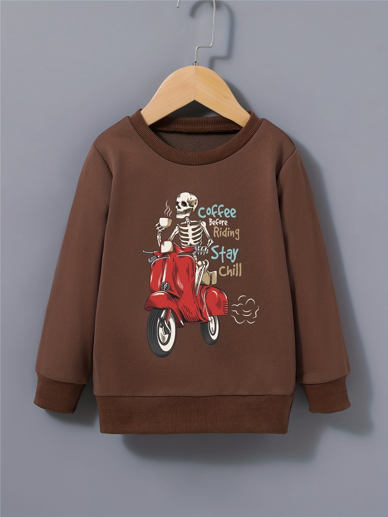 COFFEE BEFORE RIDING Halloween Style Kid's Sweatshirt