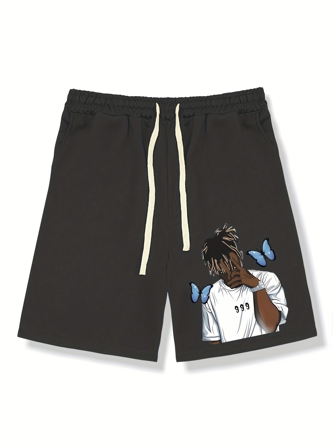 Boy With Butterflies Shorts Men's Summer Casual Graphic Drawstring