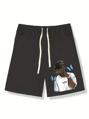 Boy With Butterflies Shorts Men's Summer Casual Graphic Drawstring
