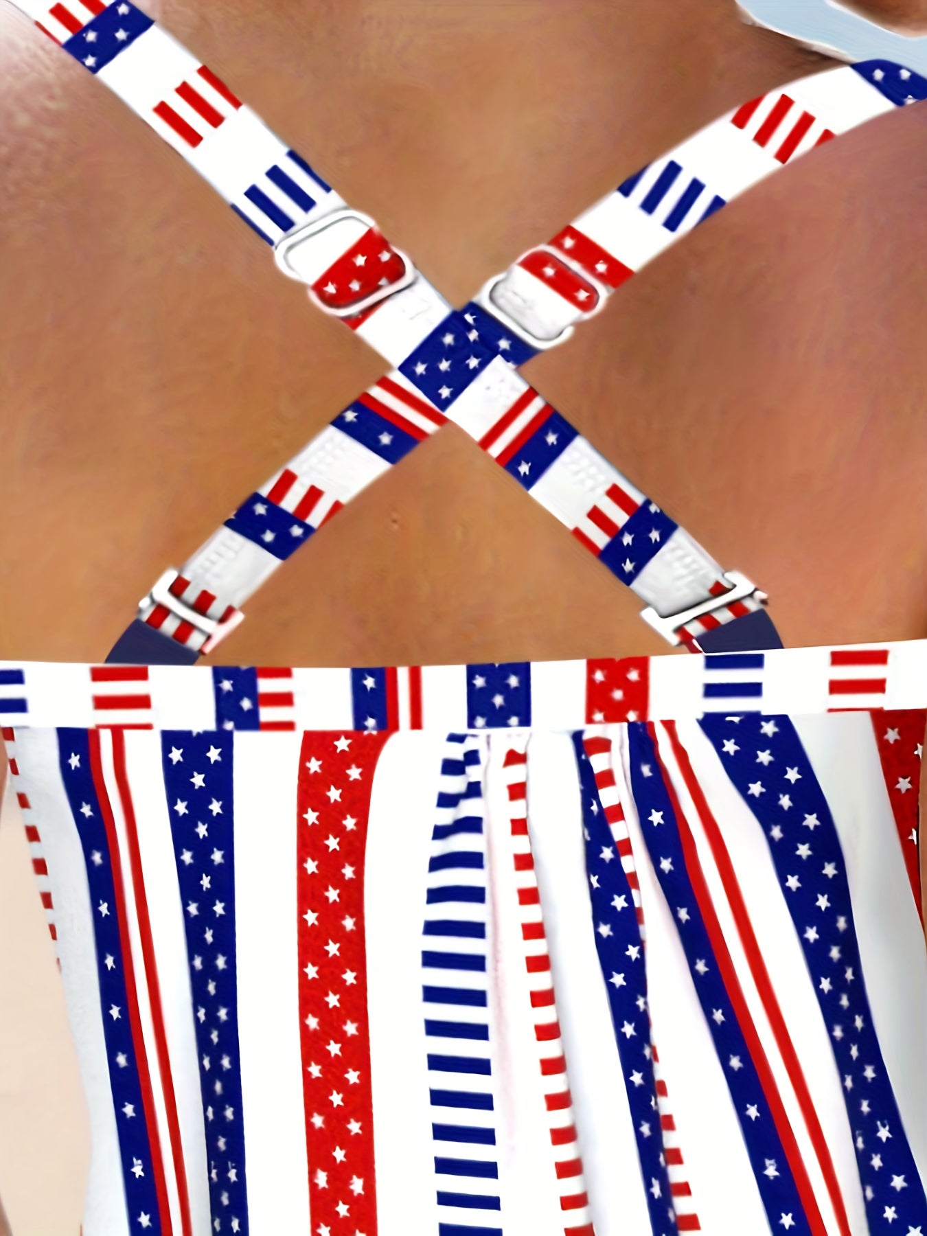 Modest Tankini Set Star Striped Print Cami Top & Shorts Swimsuit