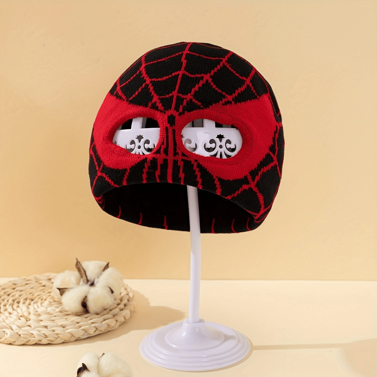 Boys' Sport Windproof Beanie Hat With Spider Web Mask