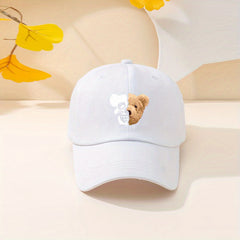 Skull Bear Print Baseball Cap Washed Distressed Cotton Sports Hat