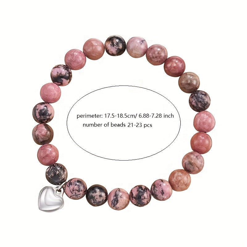 Love Heart Pendant Beaded Bracelet Energy Healing & Anxiety Relax Jewelry