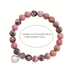 Love Heart Pendant Beaded Bracelet Energy Healing & Anxiety Relax Jewelry
