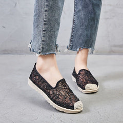 Women's Sequins Decor Espadrille Walking Shoes Mesh Flat Casual Sneakers