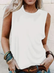 Sleeveless Crew Neck Tank Top for Women