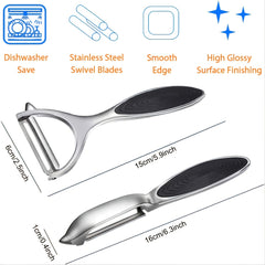 2pcs Stainless Steel Fruit and Vegetable Peelers with Non Slip Handle