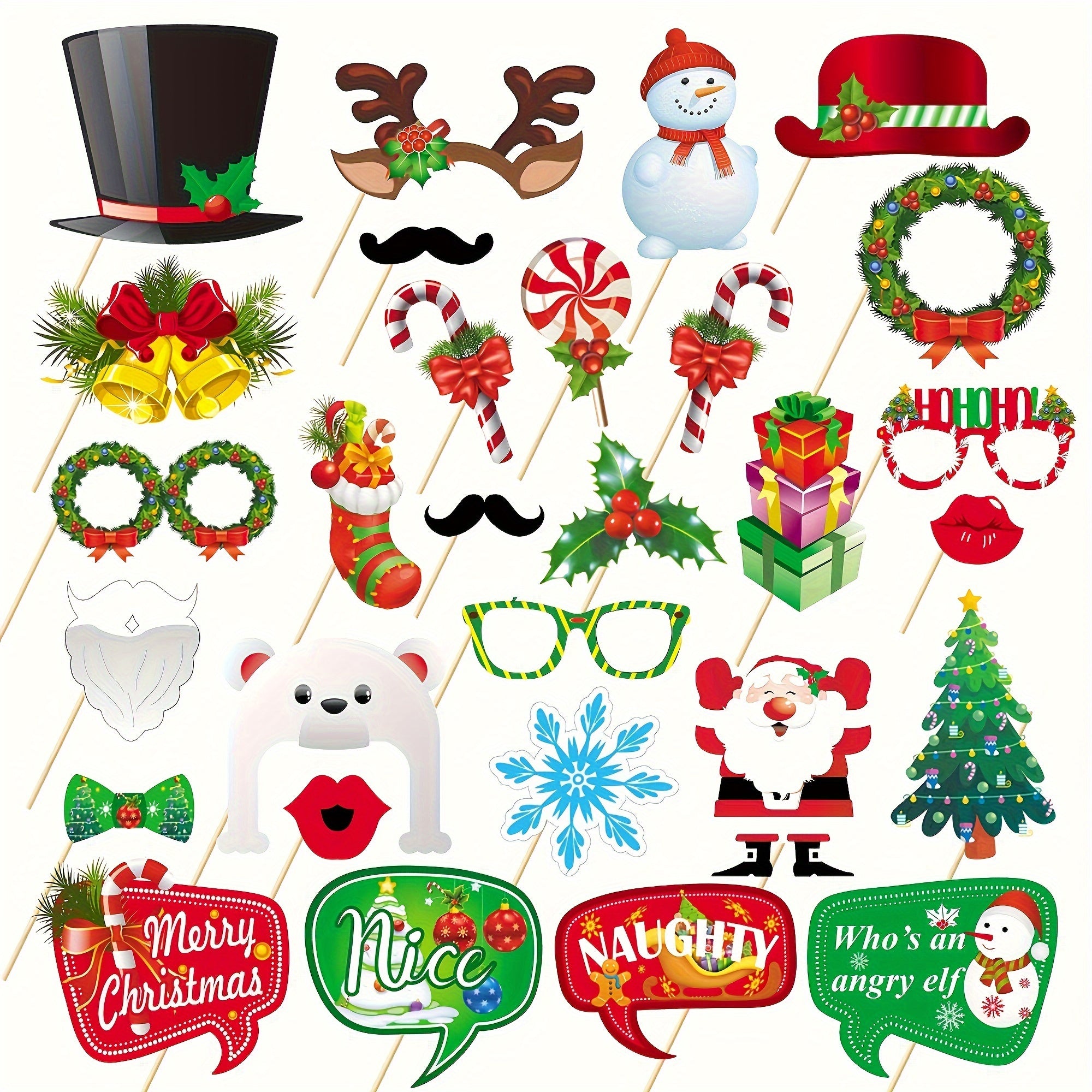 Christmas Photo Props Funny Hat Socks Snowman Antlers Paper Props