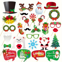 Christmas Photo Props Funny Hat Socks Snowman Antlers Paper Props