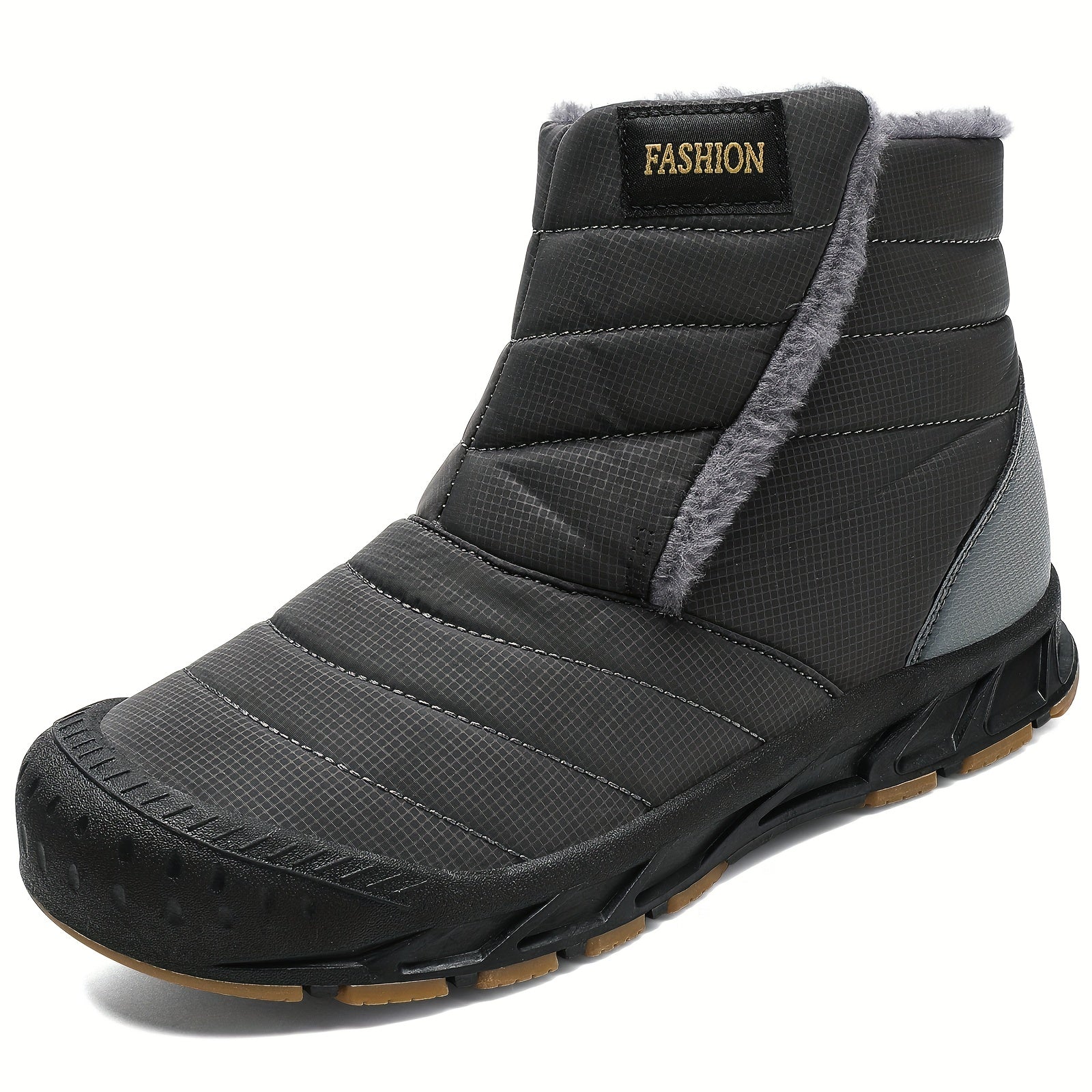 Men's Winter Snow Boots Slip On Outdoor Water Resistant Boot Warm Faux Fur Lined