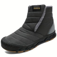 Men's Winter Snow Boots Slip On Outdoor Water Resistant Boot Warm Faux Fur Lined