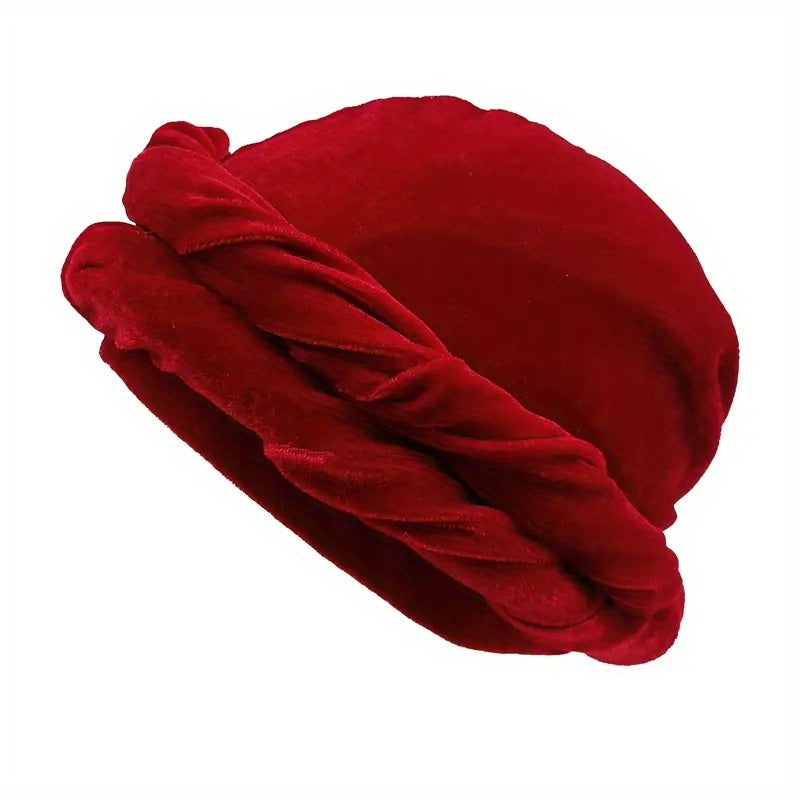 Mens Velvet & Satin Turban Hat Double Layer Ethnic Winter Headwear