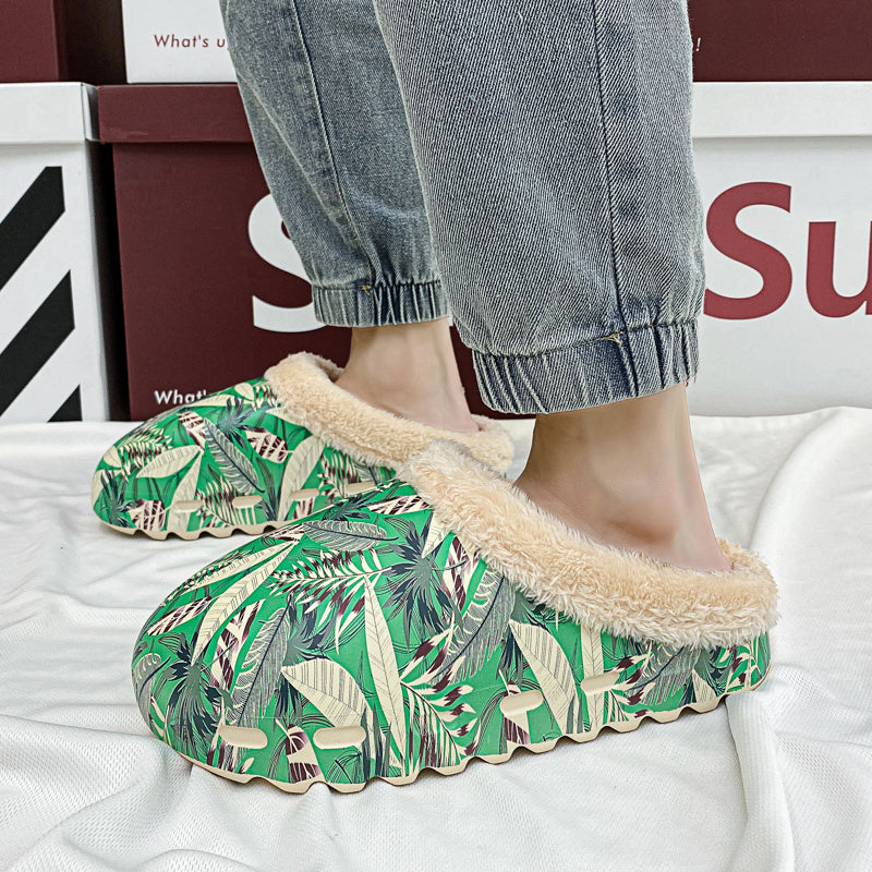 Men's Tropical Graffiti Plush Slippers