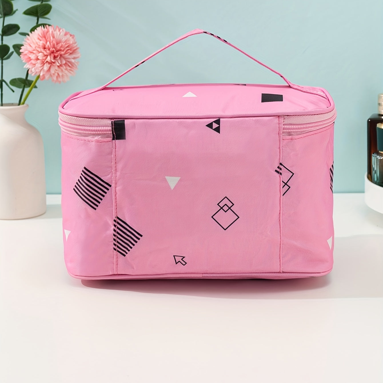 Geometric Pattern Makeup Bag Travel Toiletry Bag for Women Girls