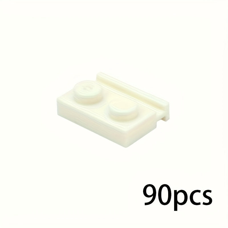 90pcs Thin Brick Particles Board 1x2 Grooves Railway Slide Building Blocks