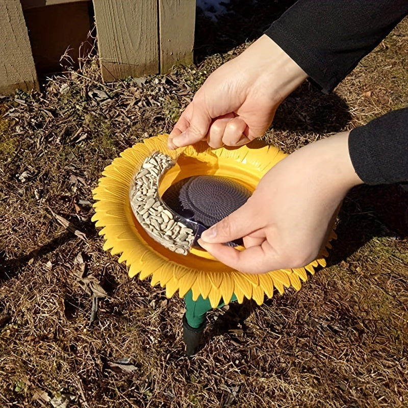 Outdoor Sunflower Bird Feeder Bath Bowl Garden Decoration