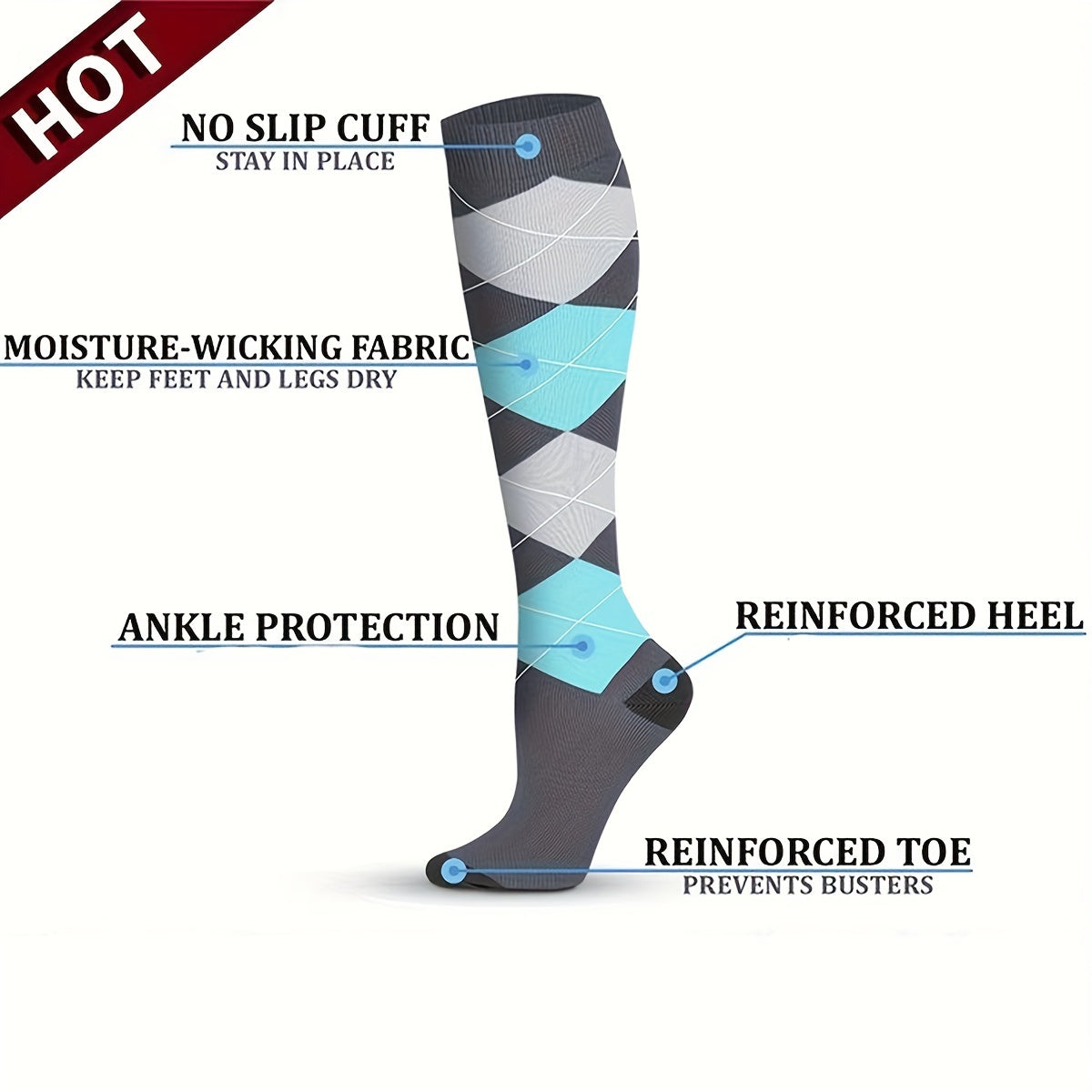 Copper Compression Socks 15-20 mmHg Knee High