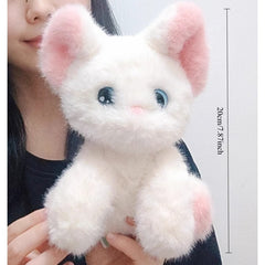 Cat Plush Toy w/ Table & Bunny Ears Soft Faux Fur Puppy Girls Couples Birthday