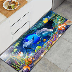 Ocean Themed Area Rug Soft Non-slip Shaggy Floor Carpet Runner
