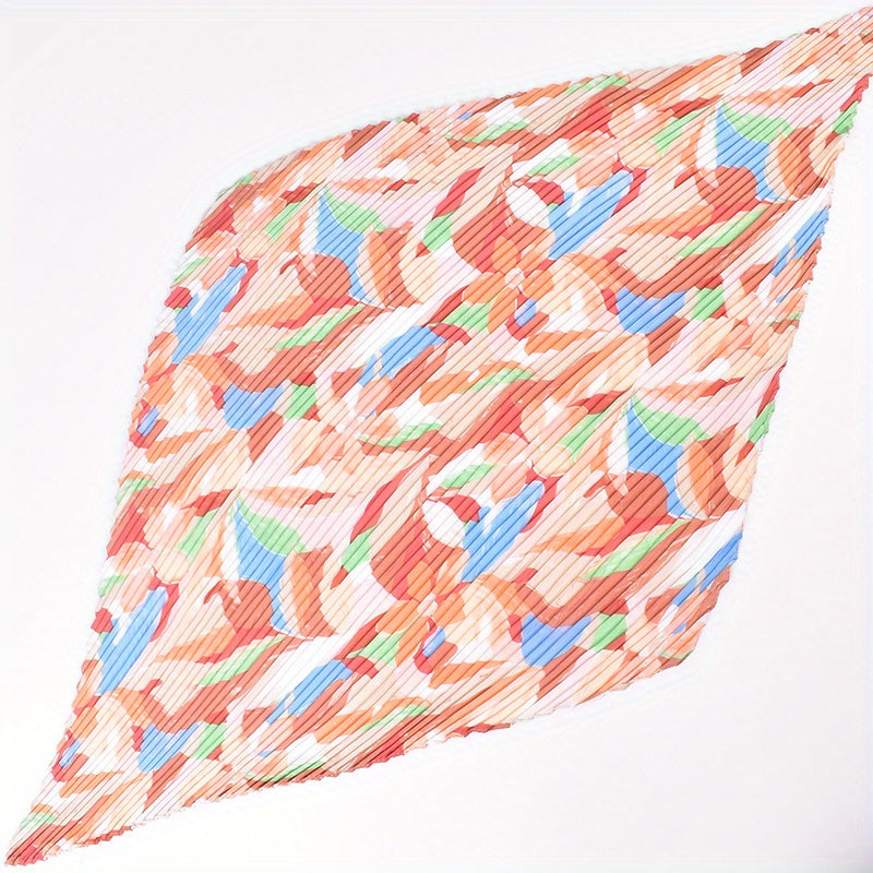 Pleated Tie Dye Bandana Flower Print Square Scarf Woman Shawl