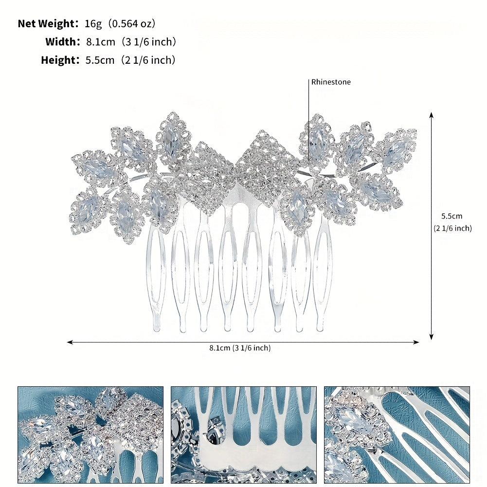 Rhinestone Alloy Hair Comb Head Jewelry for Wedding Prom