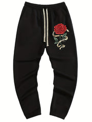 Rose Pattern Joggers Men s Casual Loose Fit Drawstring Pants