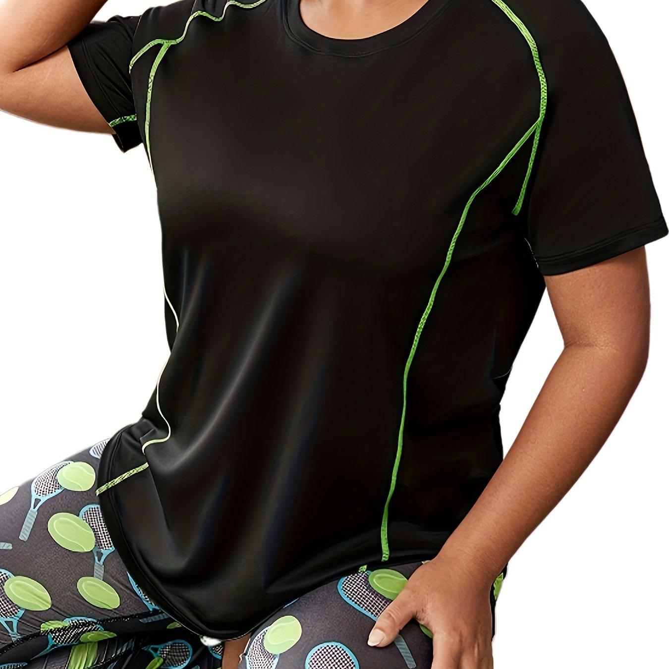 Stitching Short Sleeve Fitness Tee