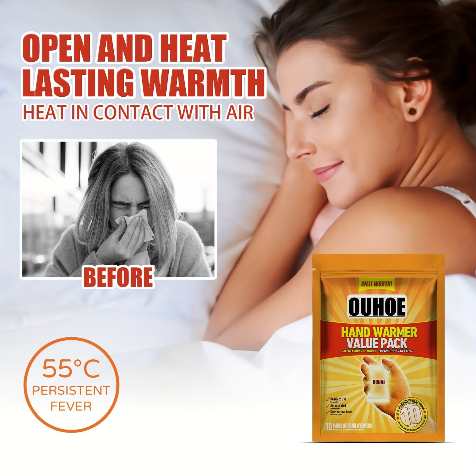 Self-Heating Hand Warmer Sticker for Outdoor Use