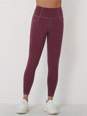 High Waist Sports Leggings Solid Gym Leggings With Pockets