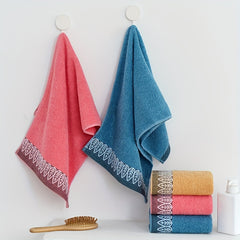 3pcs Leaf Embroidered Hand Towel Soft Absorbent Face Towel For Bathroom